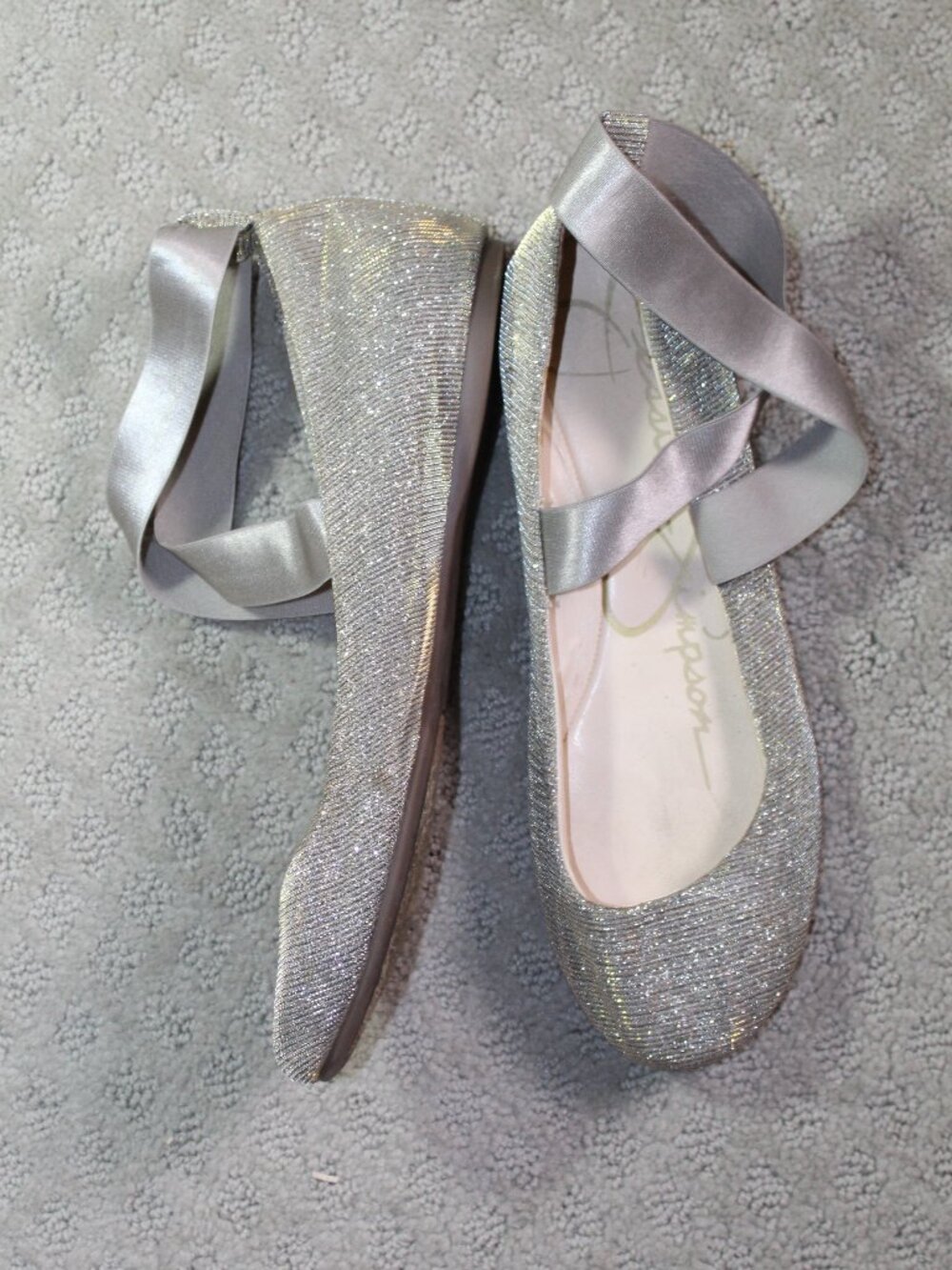 Jessica Simpson Mandalay Size 8.5 Gold/Silver Sparkle Ballet-style Slipper Shoe